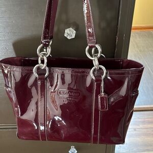 Coach Deep Burgundy Patent Leather Shoulder Bag